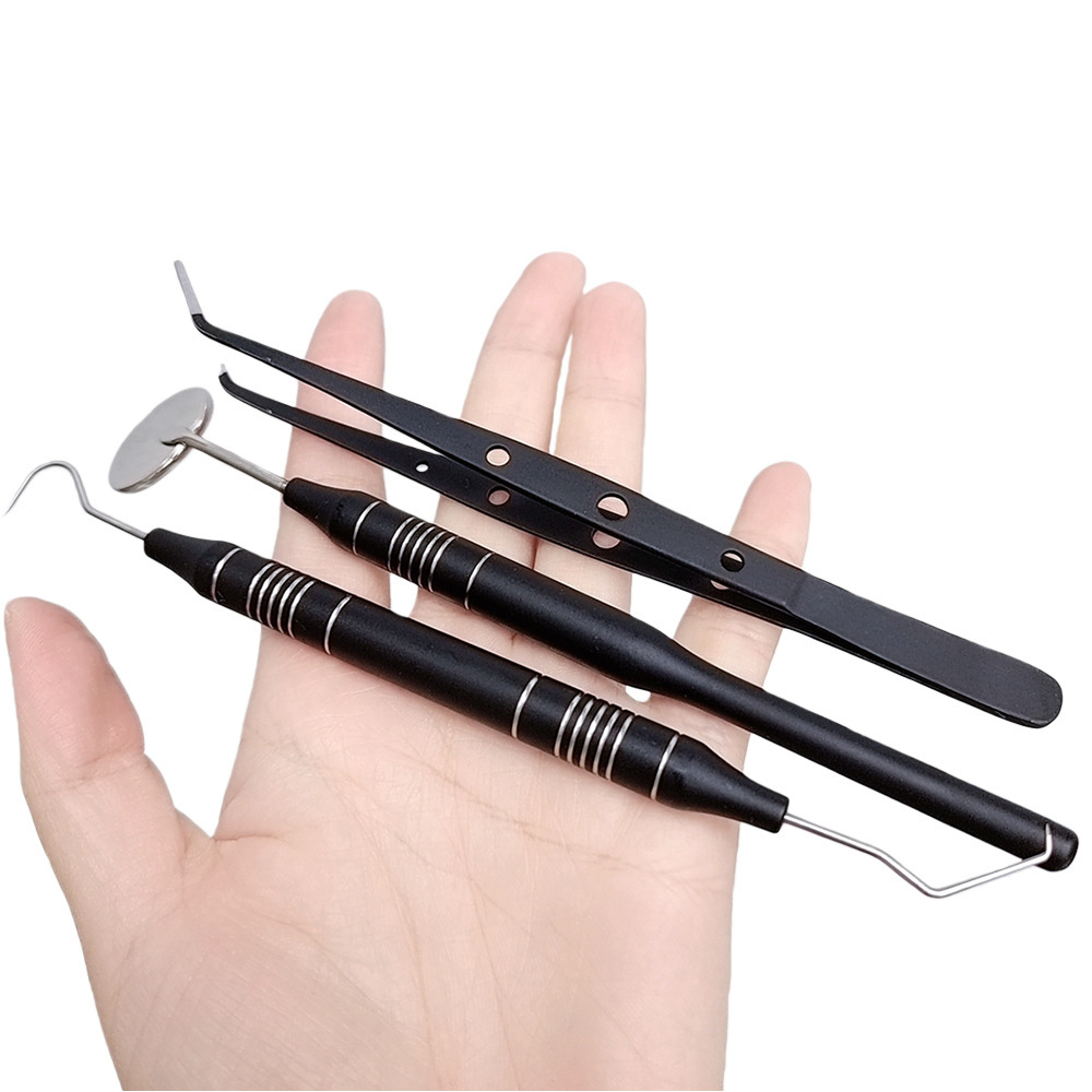 Dental Black & Gold 3Pcs Stain - Dental Mirror Probe review and price