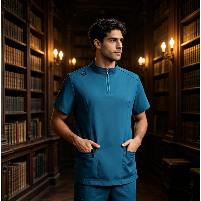 Men Solid Scrub Set Zipper Sta - Medical Lab Coat review and price